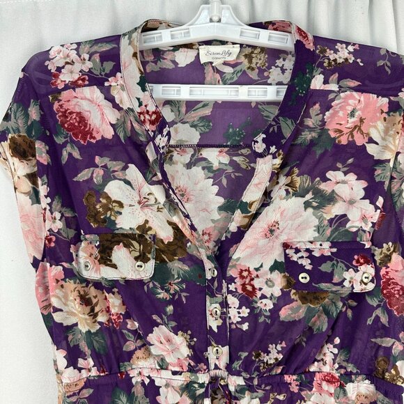Siren Lily Maternity Floral Purple Tunic Dress Size L Lightweight - Picture 3 of 7